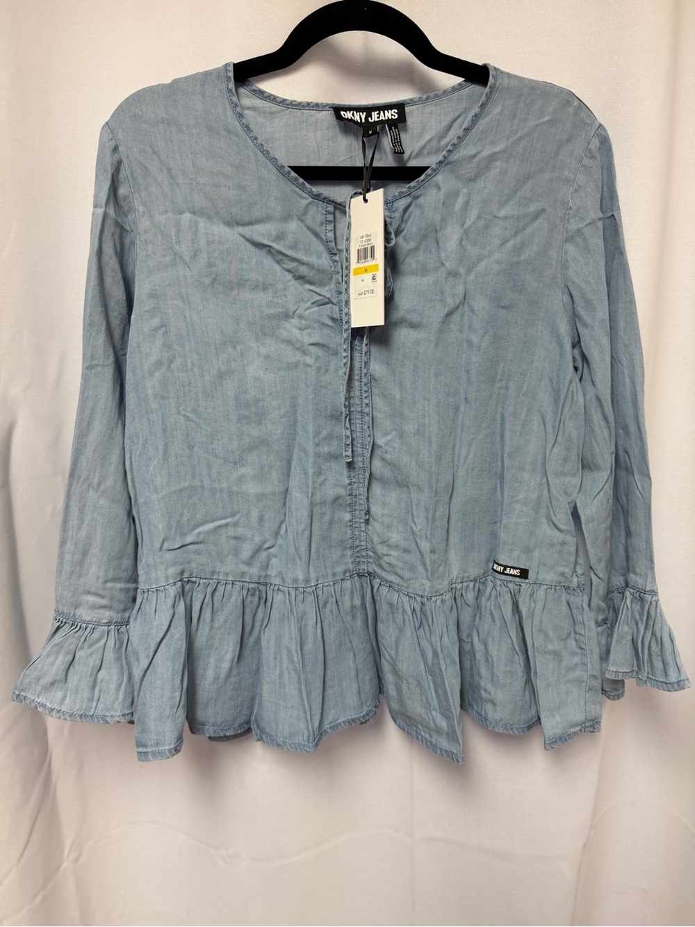 DKNY Denim Key Hole Blouse